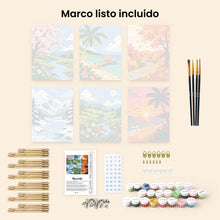 Cargar imagen en el visor de la galería, Mini Serie Pintar por números 15x20cm (6 piezas) - Estaciones Alrededor del Mundo