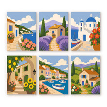 Cargar imagen en el visor de la galería, Mini Serie Pintar por números 15x20cm (6 piezas) - Vistas Mediterráneas Figured'Art