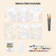 Cargar imagen en el visor de la galería, Mini Serie Pintar por números 15x20cm (6 piezas) - Vistas Mediterráneas