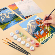 Cargar imagen en el visor de la galería, Mini Serie Pintar por números 15x20cm (6 piezas) - Parques Nacionales - Alaska y Montañas Rocosas del Norte