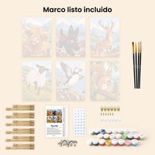 Cargar imagen en el visor de la galería, Mini Serie Pintar por números 15x20cm (6 piezas) - Animales de Escocia