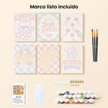 Cargar imagen en el visor de la galería, Mini Serie Pintar por números 15x20cm (6 piezas) - Cocina y Café Retro