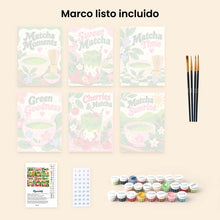 Cargar imagen en el visor de la galería, Mini Serie Pintar por números 15x20cm (6 piezas) - Hora del Matcha