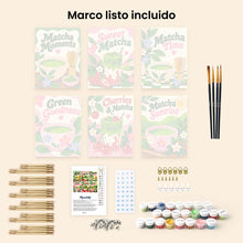 Cargar imagen en el visor de la galería, Mini Serie Pintar por números 15x20cm (6 piezas) - Hora del Matcha