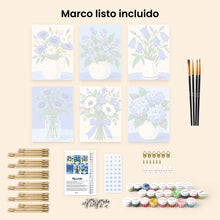 Cargar imagen en el visor de la galería, Mini Serie Pintar por números 15x20cm (6 piezas) - Flores Silvestres Azules