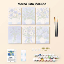 Cargar imagen en el visor de la galería, Mini Serie Pintar por números 15x20cm (6 piezas) - Flores Silvestres Azules