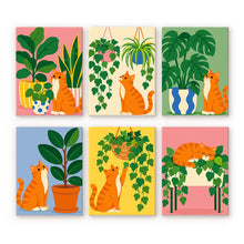 Cargar imagen en el visor de la galería, Mini Serie Pintar por números 15x20cm (6 piezas) - Gatos y Plantas de Interior Figured'Art