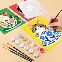 Cargar imagen en el visor de la galería, Mini Serie Pintar por números 15x20cm (6 piezas) - Gatos y Plantas de Interior