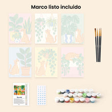 Cargar imagen en el visor de la galería, Mini Serie Pintar por números 15x20cm (6 piezas) - Gatos y Plantas de Interior