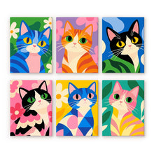 Cargar imagen en el visor de la galería, Mini Serie Pintar por números 15x20cm (6 piezas) - Gatos de Colores Figured'Art