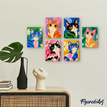 Cargar imagen en el visor de la galería, Mini Serie Pintar por números 15x20cm (6 piezas) - Gatos de Colores
