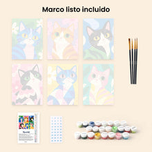 Cargar imagen en el visor de la galería, Mini Serie Pintar por números 15x20cm (6 piezas) - Gatos de Colores