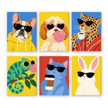 Cargar imagen en el visor de la galería, Mini Serie Pintar por números 15x20cm (6 piezas) - Animales Cool Figured'Art