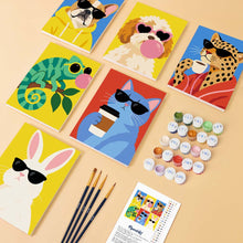 Cargar imagen en el visor de la galería, Mini Serie Pintar por números 15x20cm (6 piezas) - Animales Cool