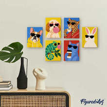 Cargar imagen en el visor de la galería, Mini Serie Pintar por números 15x20cm (6 piezas) - Animales Cool
