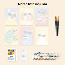 Cargar imagen en el visor de la galería, Mini Serie Pintar por números 15x20cm (6 piezas) - Animales Cool