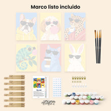 Cargar imagen en el visor de la galería, Mini Serie Pintar por números 15x20cm (6 piezas) - Animales Cool