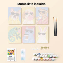 Cargar imagen en el visor de la galería, Mini Serie Pintar por números 15x20cm (6 piezas) - Animales Cool
