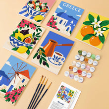 Cargar imagen en el visor de la galería, Mini Serie Pintar por números 15x20cm (6 piezas) - Verano Griego