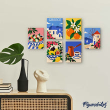 Cargar imagen en el visor de la galería, Mini Serie Pintar por números 15x20cm (6 piezas) - Verano Griego
