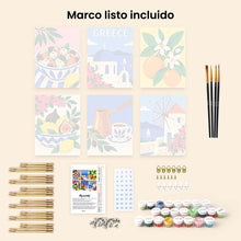 Cargar imagen en el visor de la galería, Mini Serie Pintar por números 15x20cm (6 piezas) - Verano Griego