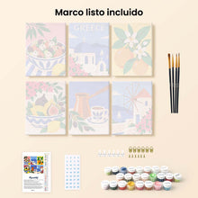 Cargar imagen en el visor de la galería, Mini Serie Pintar por números 15x20cm (6 piezas) - Verano Griego