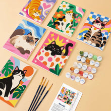 Cargar imagen en el visor de la galería, Mini Serie Pintar por números 15x20cm (6 piezas) - Gatos Marchosos