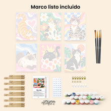 Cargar imagen en el visor de la galería, Mini Serie Pintar por números 15x20cm (6 piezas) - Gatos Marchosos
