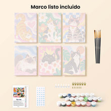 Cargar imagen en el visor de la galería, Mini Serie Pintar por números 15x20cm (6 piezas) - Gatos Marchosos