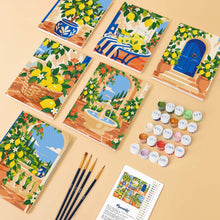 Cargar imagen en el visor de la galería, Mini Serie Pintar por números 15x20cm (6 piezas) - Jardín de Limoneros Italiano
