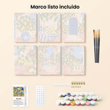 Cargar imagen en el visor de la galería, Mini Serie Pintar por números 15x20cm (6 piezas) - Jardín de Limoneros Italiano