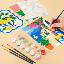 Cargar imagen en el visor de la galería, Mini Serie Pintar por números 15x20cm (6 piezas) - Momentos de Verano Mediterráneo