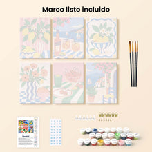 Cargar imagen en el visor de la galería, Mini Serie Pintar por números 15x20cm (6 piezas) - Momentos de Verano Mediterráneo