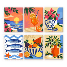 Cargar imagen en el visor de la galería, Mini Serie Pintar por números 15x20cm (6 piezas) - Verano Mediterráneo Figured'Art
