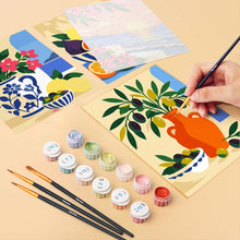 Cargar imagen en el visor de la galería, Mini Serie Pintar por números 15x20cm (6 piezas) - Verano Mediterráneo