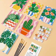 Cargar imagen en el visor de la galería, Mini Serie Pintar por números 15x20cm (6 piezas) - Plantas en Maceta
