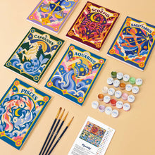 Cargar imagen en el visor de la galería, Mini Serie Pintar por números 15x20cm (6 piezas) - Zodiaco Retro 2