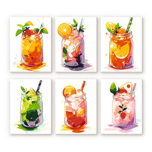 Cargar imagen en el visor de la galería, Pintura por números – Juego de 6 lienzos | Bebidas de Frutas en Tarro Figured'Art