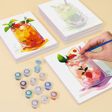 Cargar imagen en el visor de la galería, Mini Pintar por números 15x20cm (6 piezas) - Bebidas de Frutas en Tarro