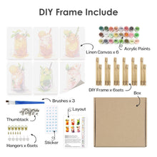 Cargar imagen en el visor de la galería, Mini Pintar por números 15x20cm (6 piezas) - Bebidas de Frutas en Tarro