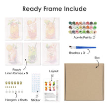 Cargar imagen en el visor de la galería, Mini Pintar por números 15x20cm (6 piezas) - Bebidas de Frutas en Tarro