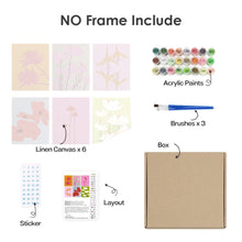 Cargar imagen en el visor de la galería, Mini Pintar por números 15x20cm (6 piezas) - Diseños Florales Modernos
