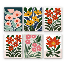 Cargar imagen en el visor de la galería, Pintura por números – Juego de 6 lienzos | Patrones Florales Coloridos Figured'Art