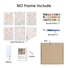 Cargar imagen en el visor de la galería, Mini Pintar por números 15x20cm (6 piezas) - Patrones Florales Coloridos