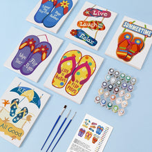 Cargar imagen en el visor de la galería, Mini Pintar por números 15x20cm (6 piezas) - Carteles de Verano con Chanclas