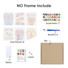 Cargar imagen en el visor de la galería, Mini Pintar por números 15x20cm (6 piezas) - Carteles de Verano con Chanclas