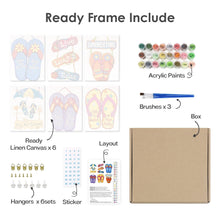 Cargar imagen en el visor de la galería, Mini Pintar por números 15x20cm (6 piezas) - Carteles de Verano con Chanclas
