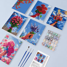 Cargar imagen en el visor de la galería, Mini Pintar por números 15x20cm (6 piezas) - Ramos de Flores en el Cielo