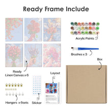 Cargar imagen en el visor de la galería, Mini Pintar por números 15x20cm (6 piezas) - Ramos de Flores en el Cielo