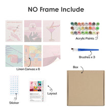 Cargar imagen en el visor de la galería, Mini Pintar por números 15x20cm (6 piezas) - Carteles de Cócteles Elegantes